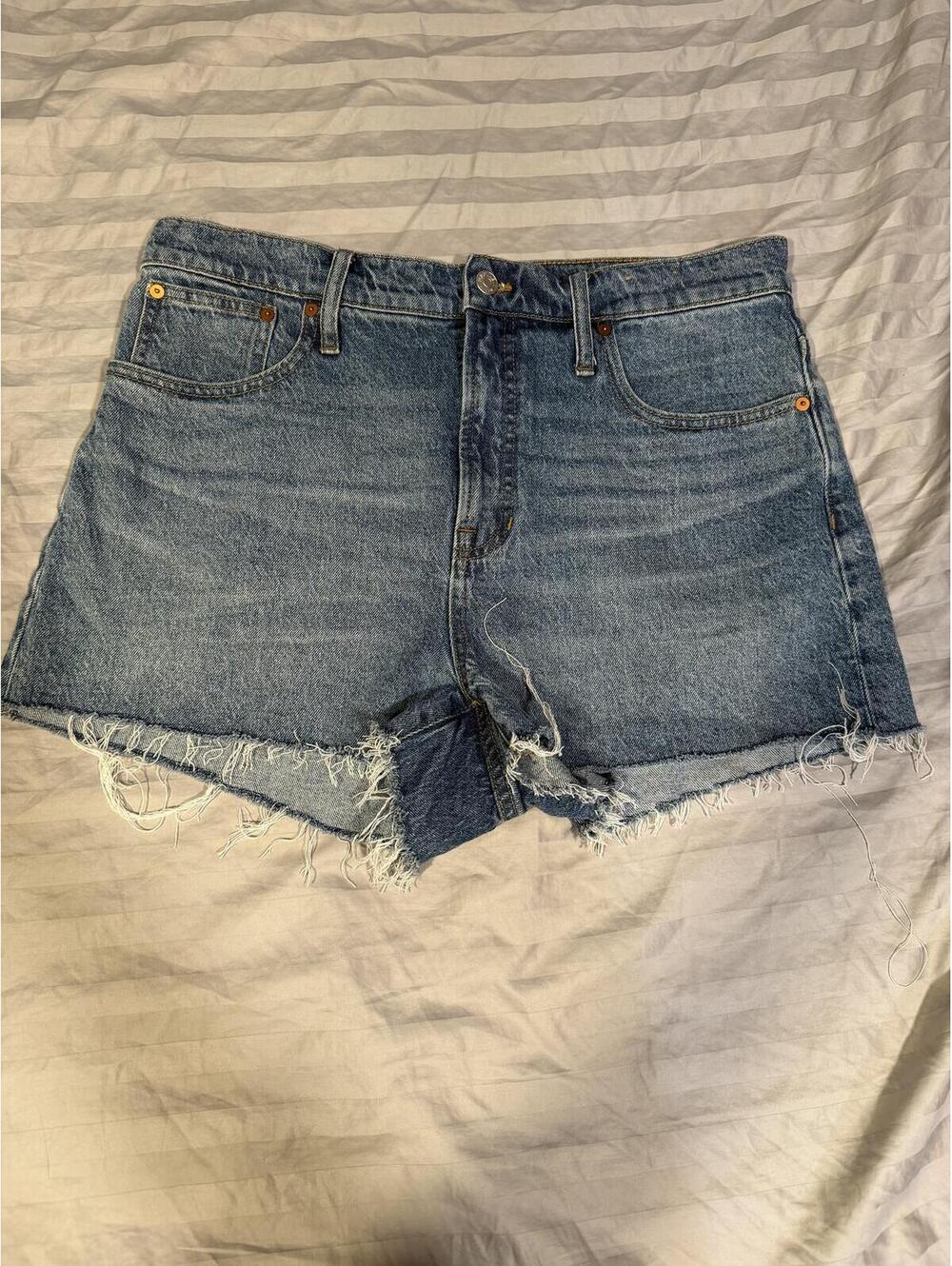 Madewell The Perfect Jean Short Raw Hem High Rise Denim Shorts‎ 32